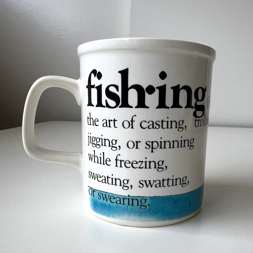 Vintage Enesco Fishing Definition Mug Beard McKie Well Defined Dictionary Japan - Picture 3 of 8